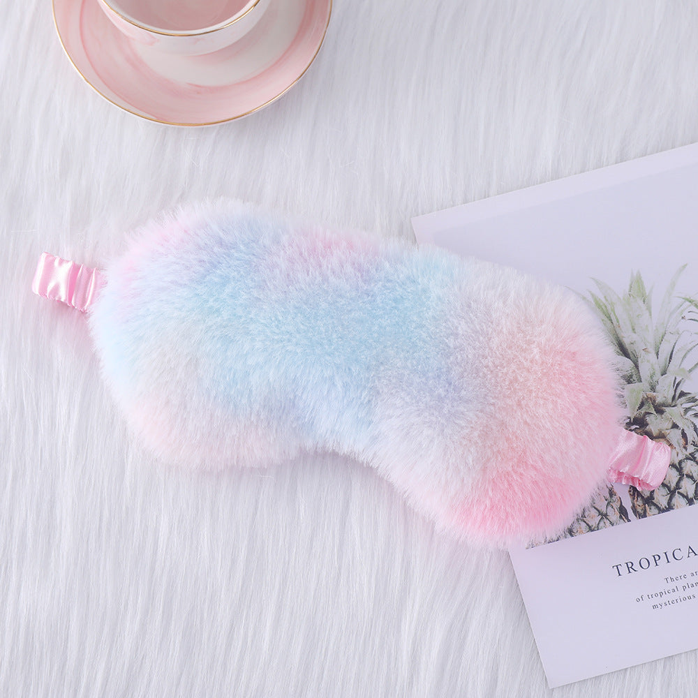 Rabbit Fur Eye Mask Autumn And Winter Comfortable Skin-friendly Artificial Silk Eye Shield Blackout Sleep