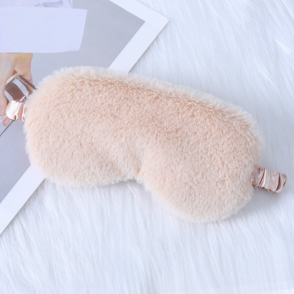 Rabbit Fur Eye Mask Autumn And Winter Comfortable Skin-friendly Artificial Silk Eye Shield Blackout Sleep